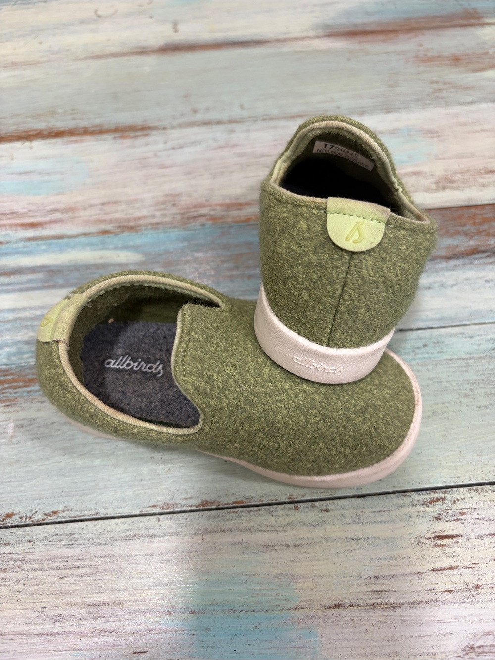 allbirds Kids Olive Green Wool Slip-On Lounger Sample T7 EUC